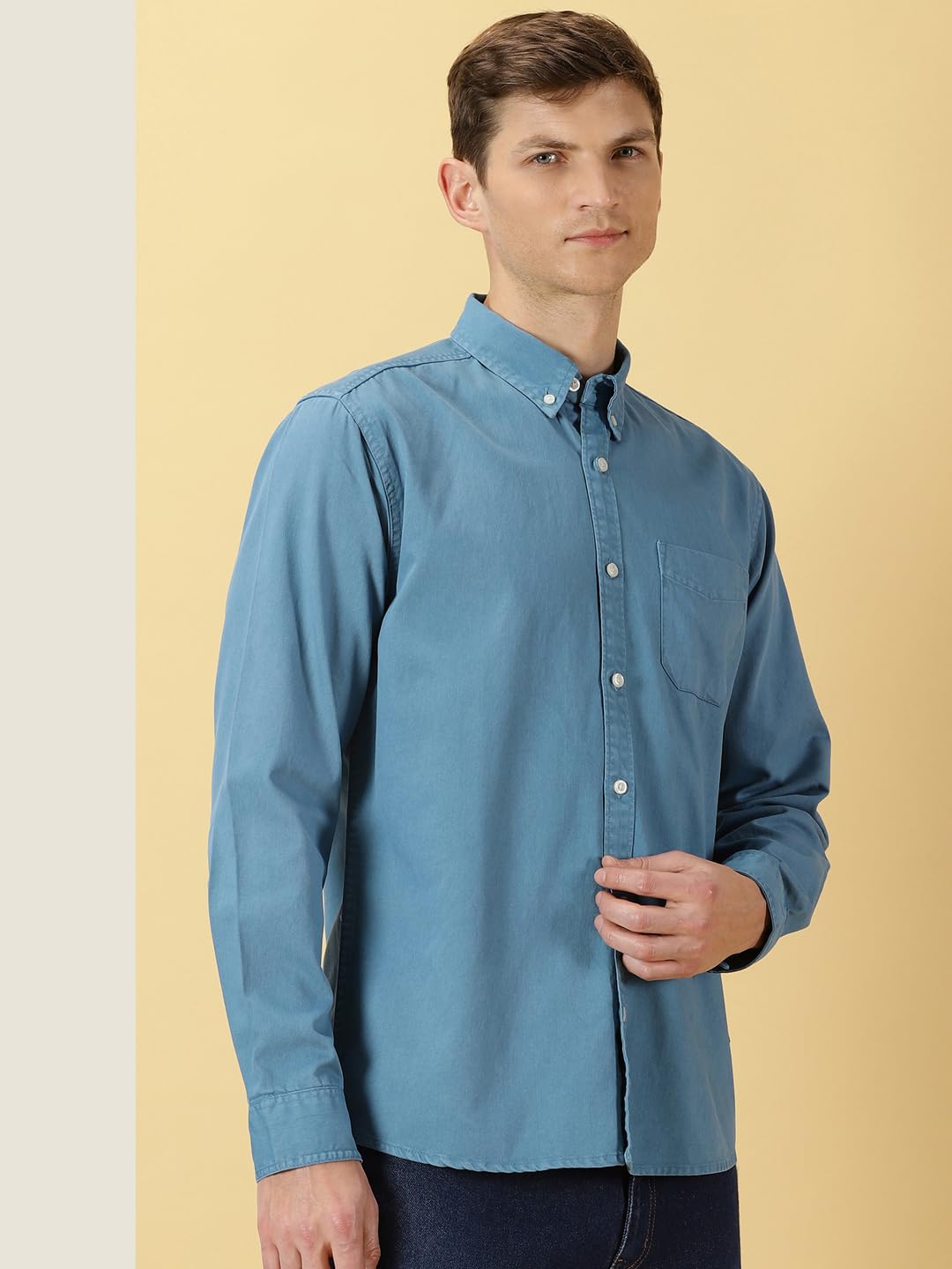 Thomas Scott Mens | Full Sleeve | Solid | Slim Fit | 100% Cotton | Spread Collar | Casual Shirts (Available in Plus Size) (Teal_