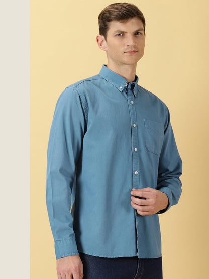 Thomas Scott Mens | Full Sleeve | Solid | Slim Fit | 100% Cotton | Spread Collar | Casual Shirts (Available in Plus Size) (Teal_