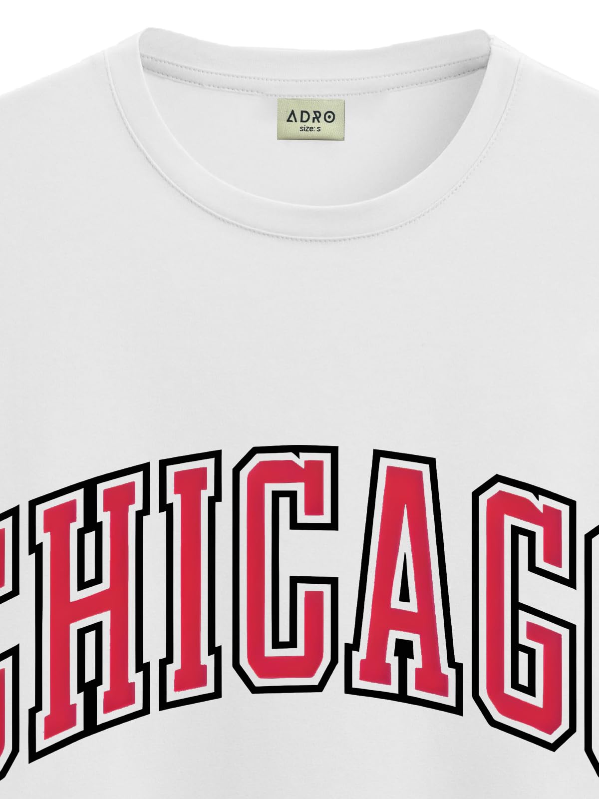 ADRO Mens T Shirt Urban Style Tshirt Printed with Chicago Design Cotton & Eye Catching Print Stylish T-Shirt for Men White Tshir