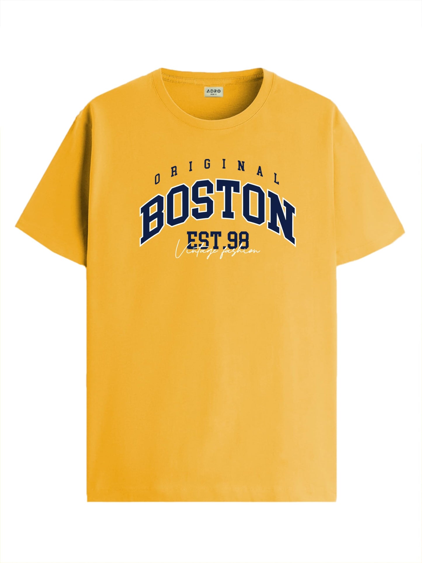 ADRO Mens Printed T Shirt - Premium Cotton Graphic Printed Tshirt - Mustard T-Shirt - RN24-BOST-MU