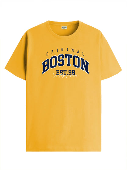 ADRO Mens Printed T Shirt - Premium Cotton Graphic Printed Tshirt - Mustard T-Shirt - RN24-BOST-MU