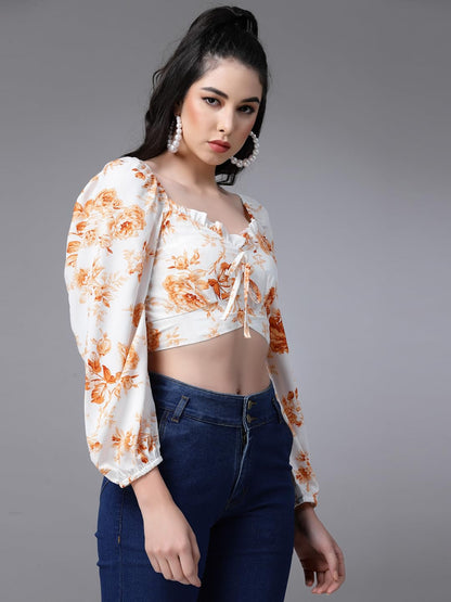 OOMPH! Crop Tops for Women, Orange - mt639