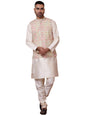 Jompers Mens Sequins And Printed Nehru Jacket With Solid Kurta Pyjama Set