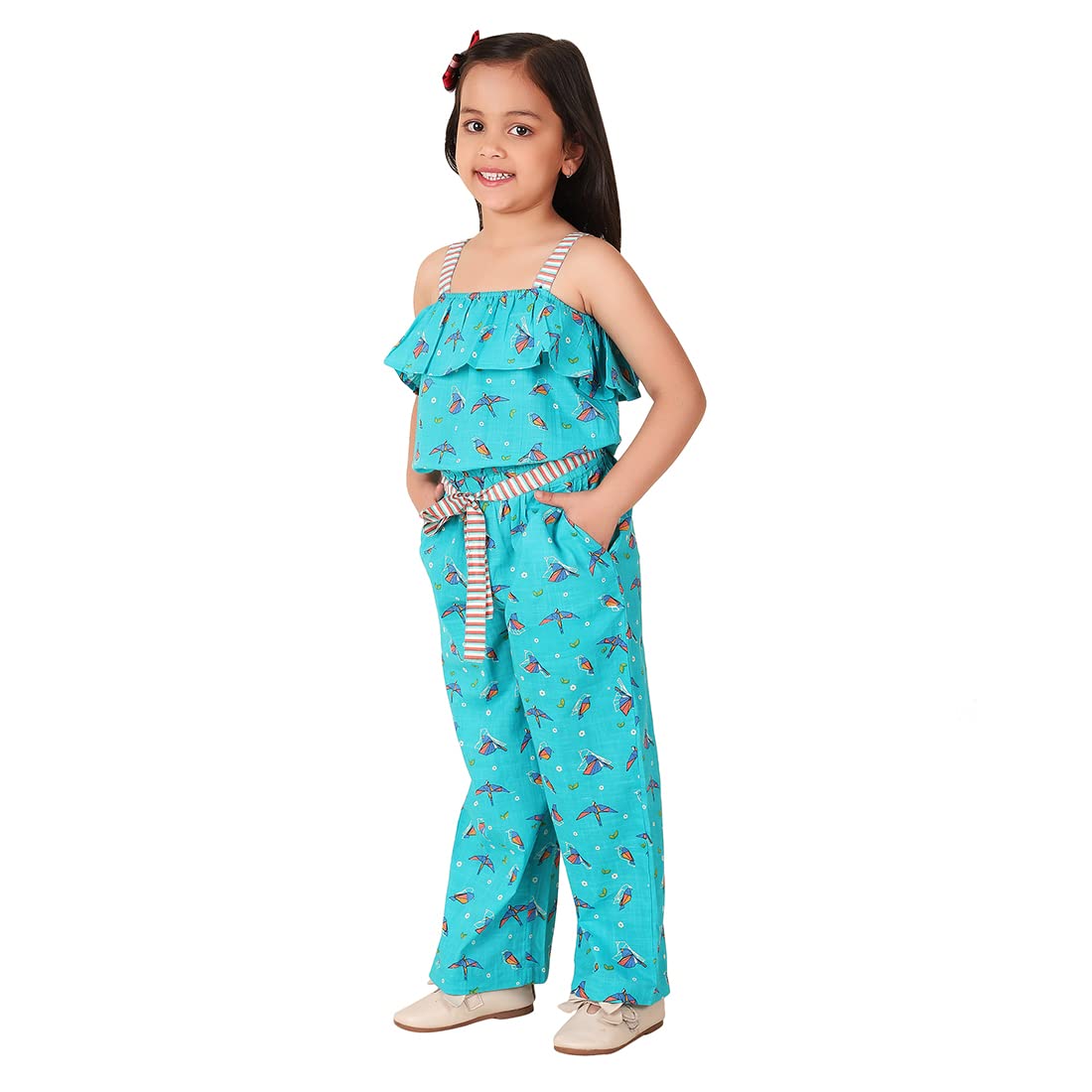 Fabindia GirlS Cotton Straight Ankle Length Dress (1028755Teal_Teal