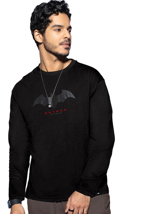 Bewakoof Official Dc Merchandise Batman Mens Graphic Printed Regular Fit Half Sleeve Round Neck Cotton T-Shirt,Jet Black,XL