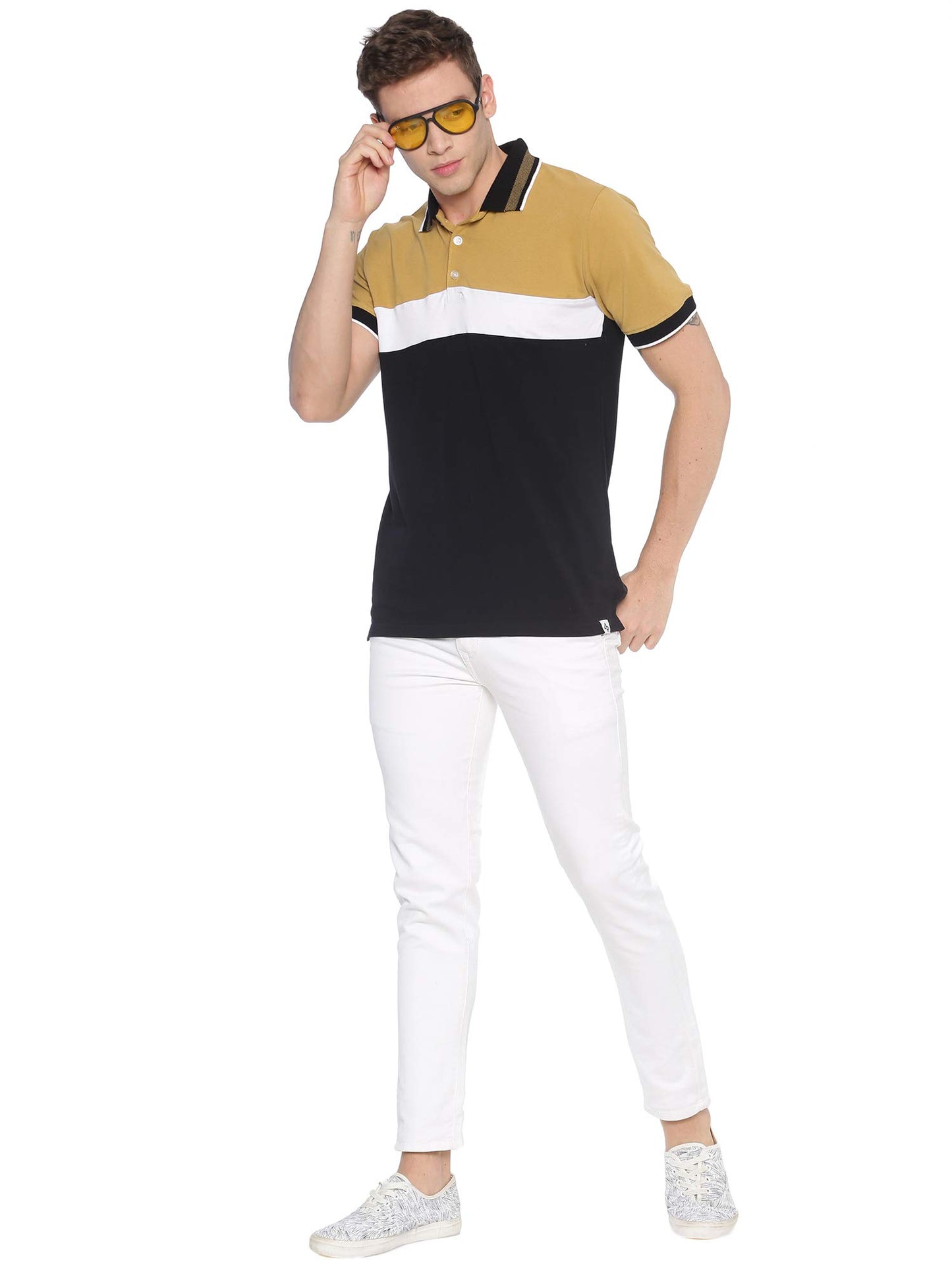 ADRO Premium Men's Polo Regular Fit T-Shirt_P20-A-BWB-BE-S Beige