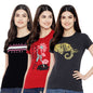 Preneum Womens Cotton Regular Fit Latest Graphic Stylish Printed Short Sleeves Casual T-Shirt || Latest Trending Style (Pack 3)