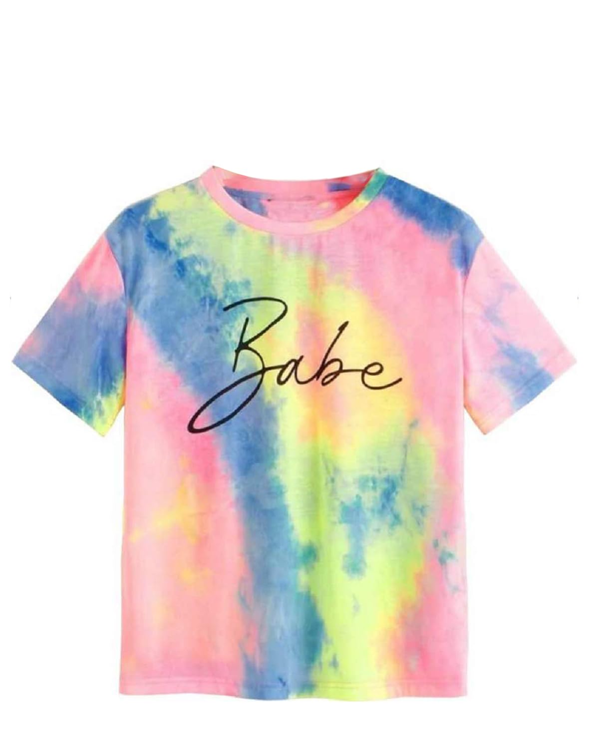 Juneberry Cotton Blend Tie-Dye Round Neck Half Sleeve Regular Fit Printed T-Shirt For Women & Girls Multicolour