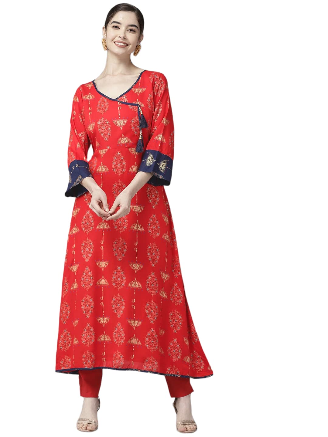 Aarika Women's Cotton Regular Tunic Shirt (KURTI-AEW-K-01_Red