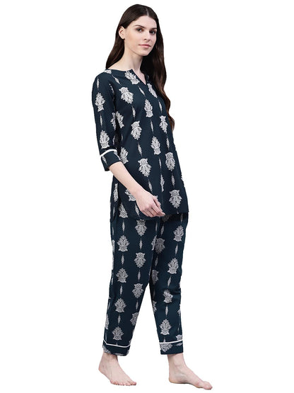 Stylum Womens Floral Print Cotton Night Suit Set