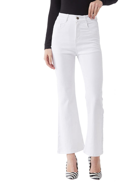 Miss Chase WomenS White Bootcut High Rise Regular Stretchable Denim Jeans (Mcaw21Den10-86-82-26, White, 26)