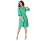 Campus Sutra Women'S Solid Shamrock Green Dress With Cutout Detail For Casual Wear | Quarter Sleeve | Polyester Midi Length Dres