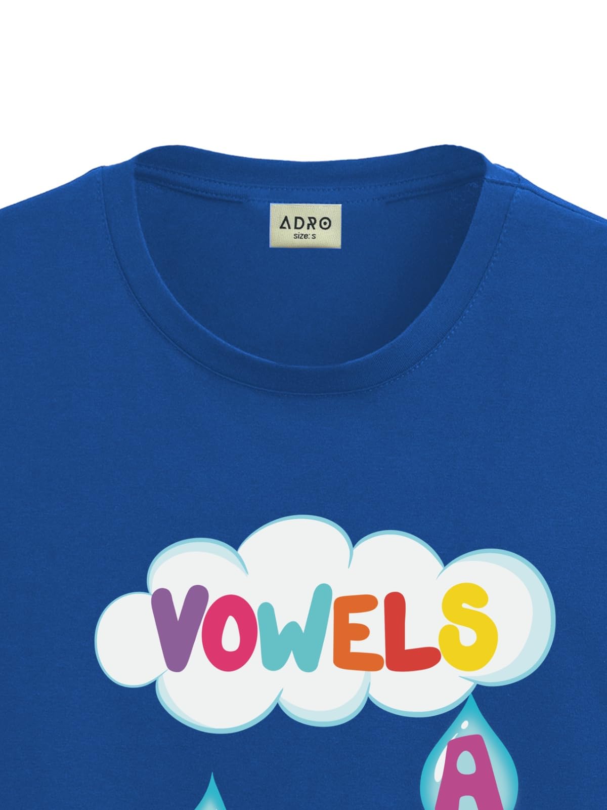 ADRO T Shirts for Boys & Girls || Vowels Learning Printed T-Shirt || Ages 3-14 || 100% Cotton Round Neck Tshirt for Boys & Girls