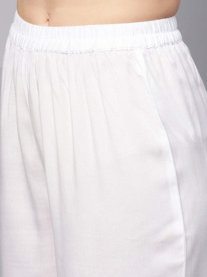 Idalia Sky Blue Embroidered Kurta With White Palazzo Pants