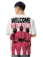 The Souled Store Squid Game: Welcome to The Game Men and Boys Short Sleeves Round Neck White Graphic Printed Cotton Oversized T-