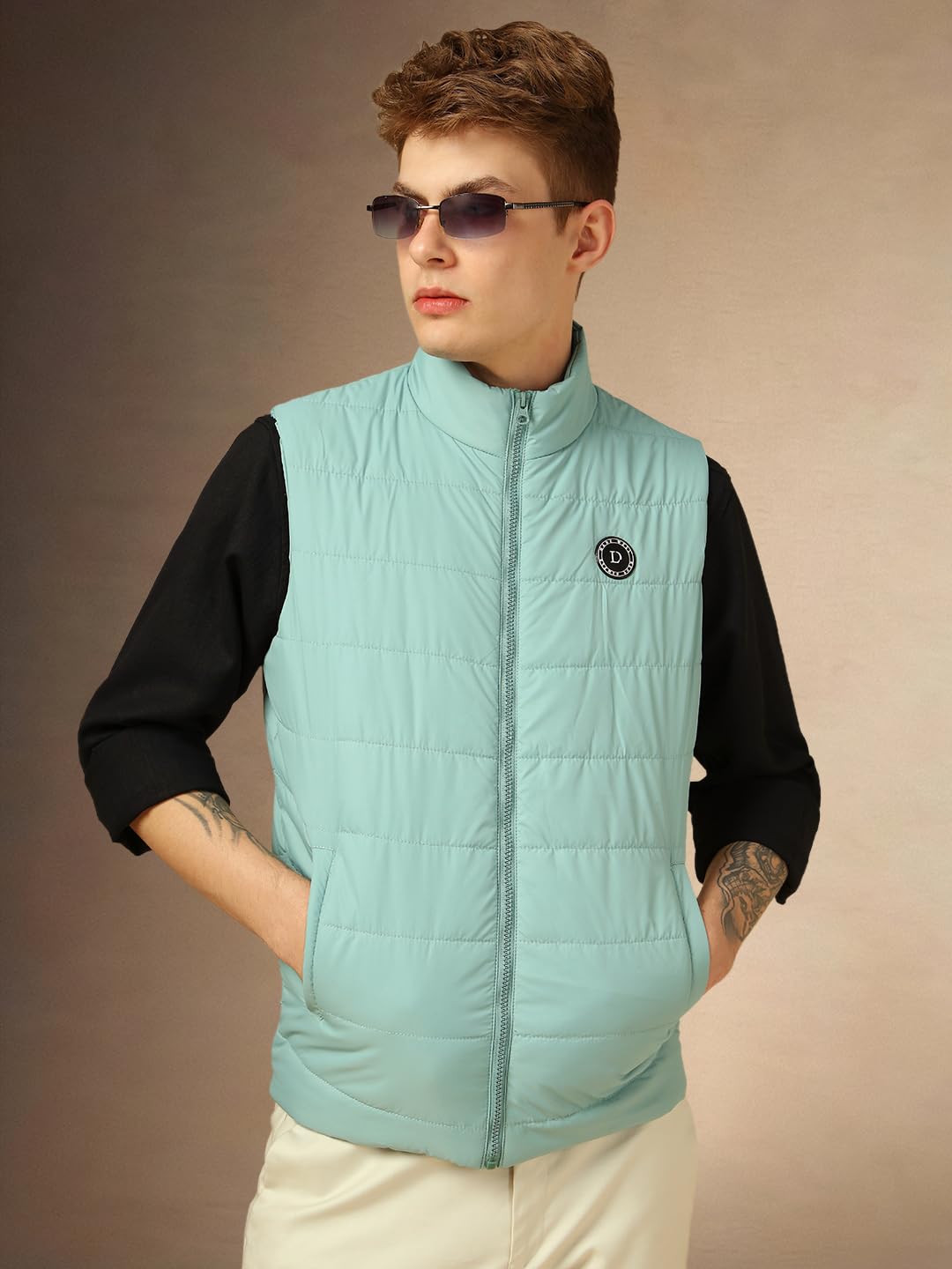 Dennis Lingo Men Regular Fit Polyester Sleeveless Solid Jackets