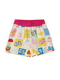 The Souled Store Official Peppa: Rainbow Splash Girls Elasticated Multicolor All Over Printed Cotton Shorts