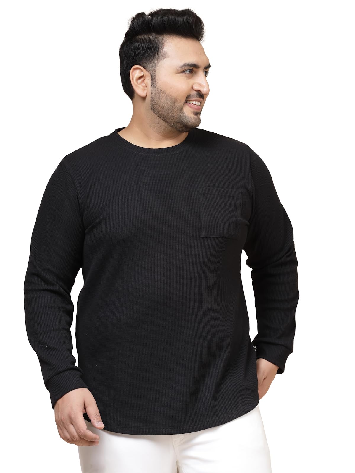 Rigo Plus Size T-Shirt for Men | Round Neck, Solid T-Shirt for Men | Full Sleeves Plus Size T-Shirt for Men | Casual Wear, Styli