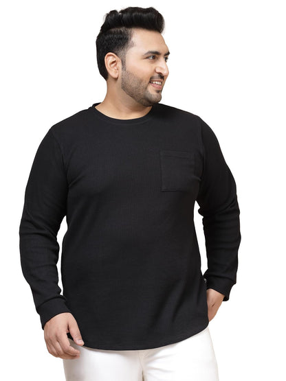 Rigo Plus Size T-Shirt for Men | Round Neck, Solid T-Shirt for Men | Full Sleeves Plus Size T-Shirt for Men | Casual Wear, Styli