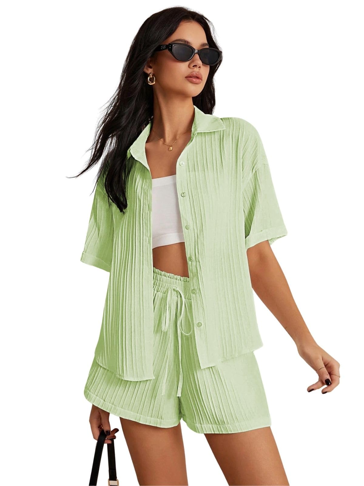 Leriya Fashion WomenS Poly Lycra Blend Solid Regular Western Co Set (Lf-W.Co-Ord Set-W2274&Sh305_Green