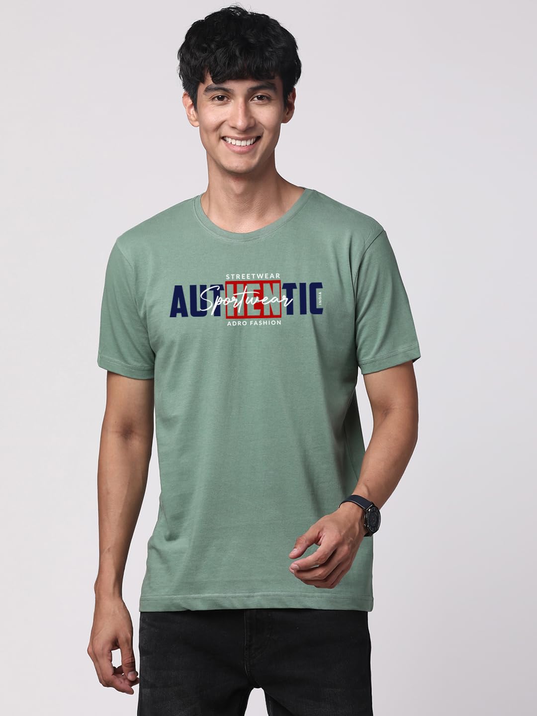 ADRO Men's Graphic Printed 100% Cotton T-Shirt - Regular Fit, Printed T-Shirts for Men (RN24-SPT-PT_Pista)