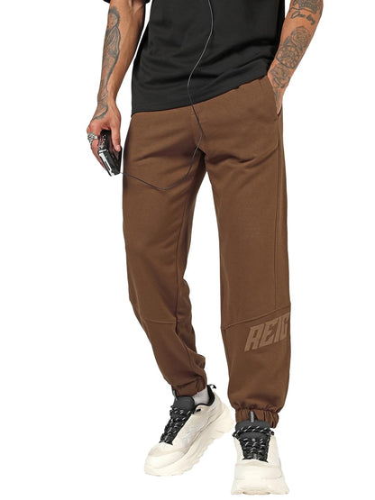 Bewakoof MenS Typography Oversized Fit Terry Joggers_694336_Brown_S
