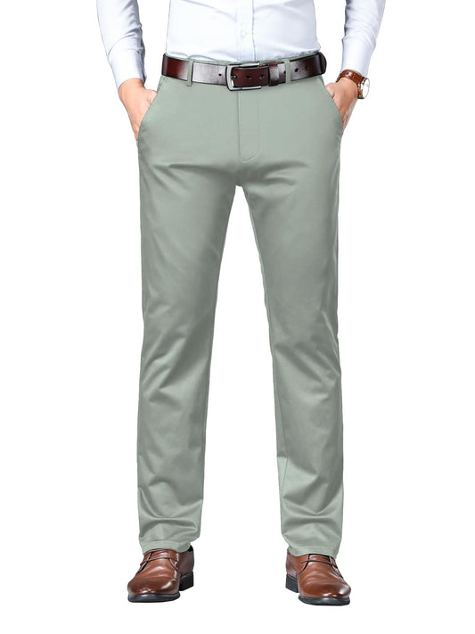 AVANOVA Mens Solid Light Pista Trousers Light Business Style Slightly Stretch Straight Leg Pants for Outdoor Casual Daily Trous