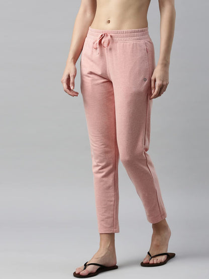 Enamor Essentials Womens Slim Fit Mid Rise Cotton French Terry Ankle Length Lounge Pants with Wide Waistband Drawstring & Side P