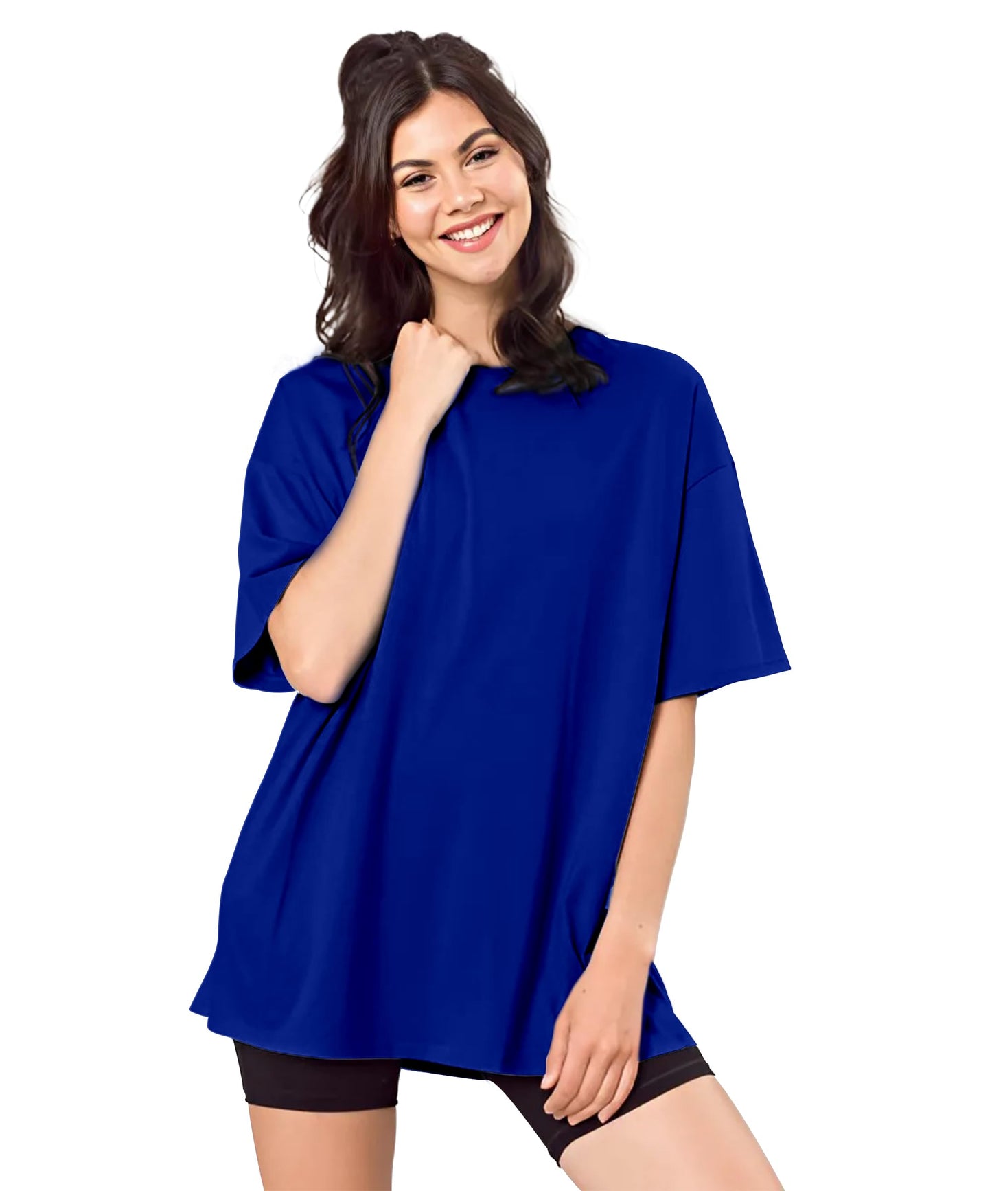 SHODOX Bio-Washed Anti Bacterial 100% Pure Cotton Womens Oversized Solid T-Shirt | Cozy Soft, Less Wrinkles Loose Fit, Drop Shou