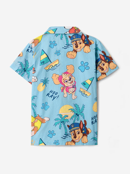 The Souled Store Paw Patrol: Its Summer Boys Short Sleeves Collared Neck Button Front Blue Printed Regular Fit Cotton Shirts (2