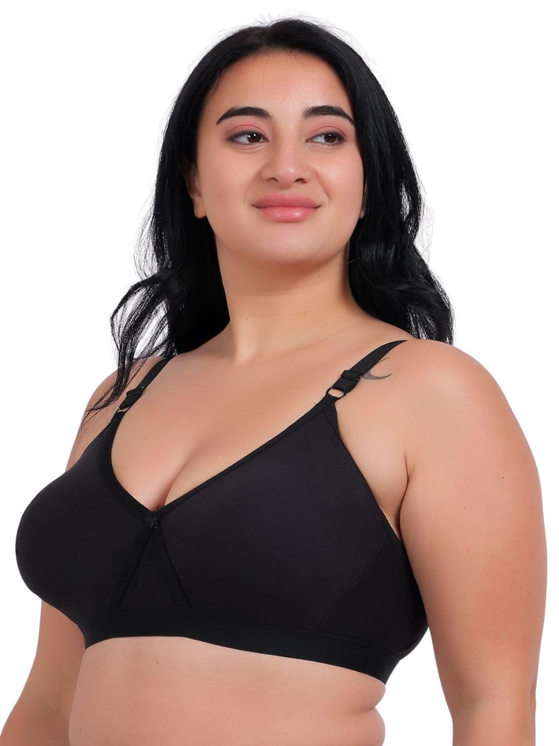 Fabme WomenS Seamless Non Padded Non-Wired Bra, Cross Belt, Heavy Support, Double Layer Cups, Broad Elastic Bra (Pack Of 1) (Bl