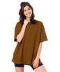 SHODOX Bio-Washed Anti Bacterial 100% Pure Cotton Womens Oversized Solid T-Shirt | Cozy Soft, Less Wrinkles Loose Fit, Drop Shou