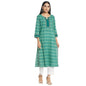 Fabindia Women Cotton Printed Long Kurta Green_Xxl