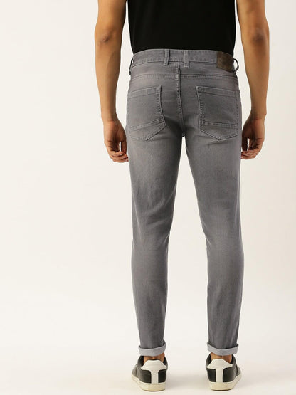 The Indian Garage Co Men Slim Fit Solid Low-Rise Stretchable Jeans Grey