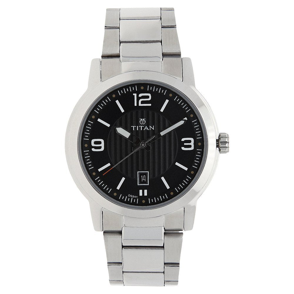 Titan MenS Neo Fashion, Casual, Business, Refined Mineral Quartz Dial -Leather, Brass And Silver Toned Strap