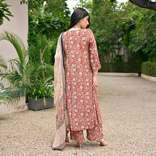 ANNI DESIGNER Women's Rayon Printed Regular Kurta with Pant & Dupatta