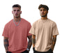 Veirdo Mens Oversized Baggy Fit Drop Shoulder Short Sleeve Round Neck Solid Cotton T-Shirt