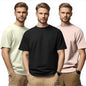 Nobero MenS Solid Regular Fit T-Shirt (1M-Twts-R0008_2_Black / Blush/Aloe Green