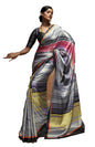 Pujia Mills Woman Digital Floral Print Satin Silk Saree Indian Ethnic Wear Simple Printed Saree With Unstitch Blouse Regular Pri
