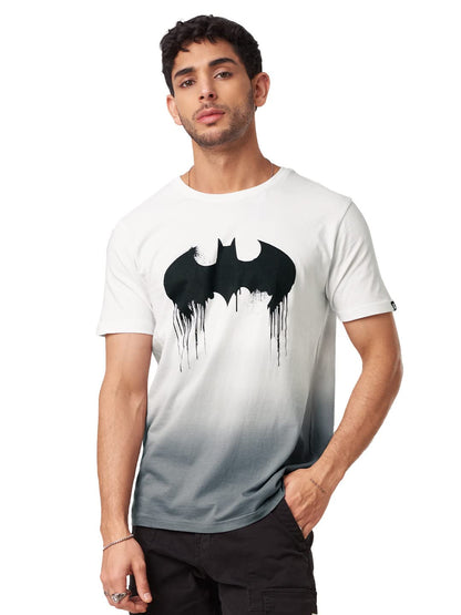 The Souled Store|Official Batman: Logo (Drip) Mens and Boys T-Shirts| Regular fit Graphic Printed| 100% Cotton White and Black C