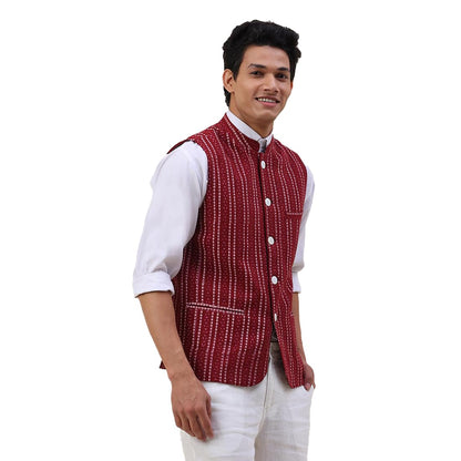 Fabindia MenS Nehru Jacket (20028441_Maroon