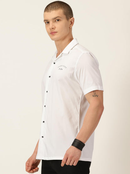 Thomas Scott Classic Slim Fit Cuban Collar Casual Shirt White