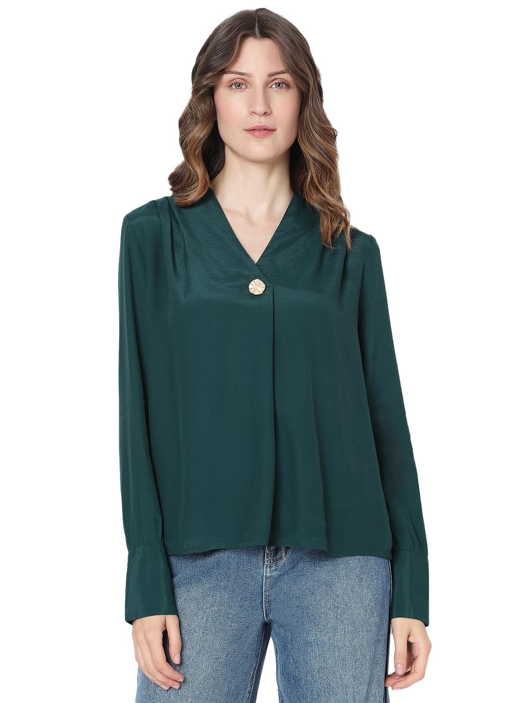 Vero Moda WomenS Regular Fit Green Top