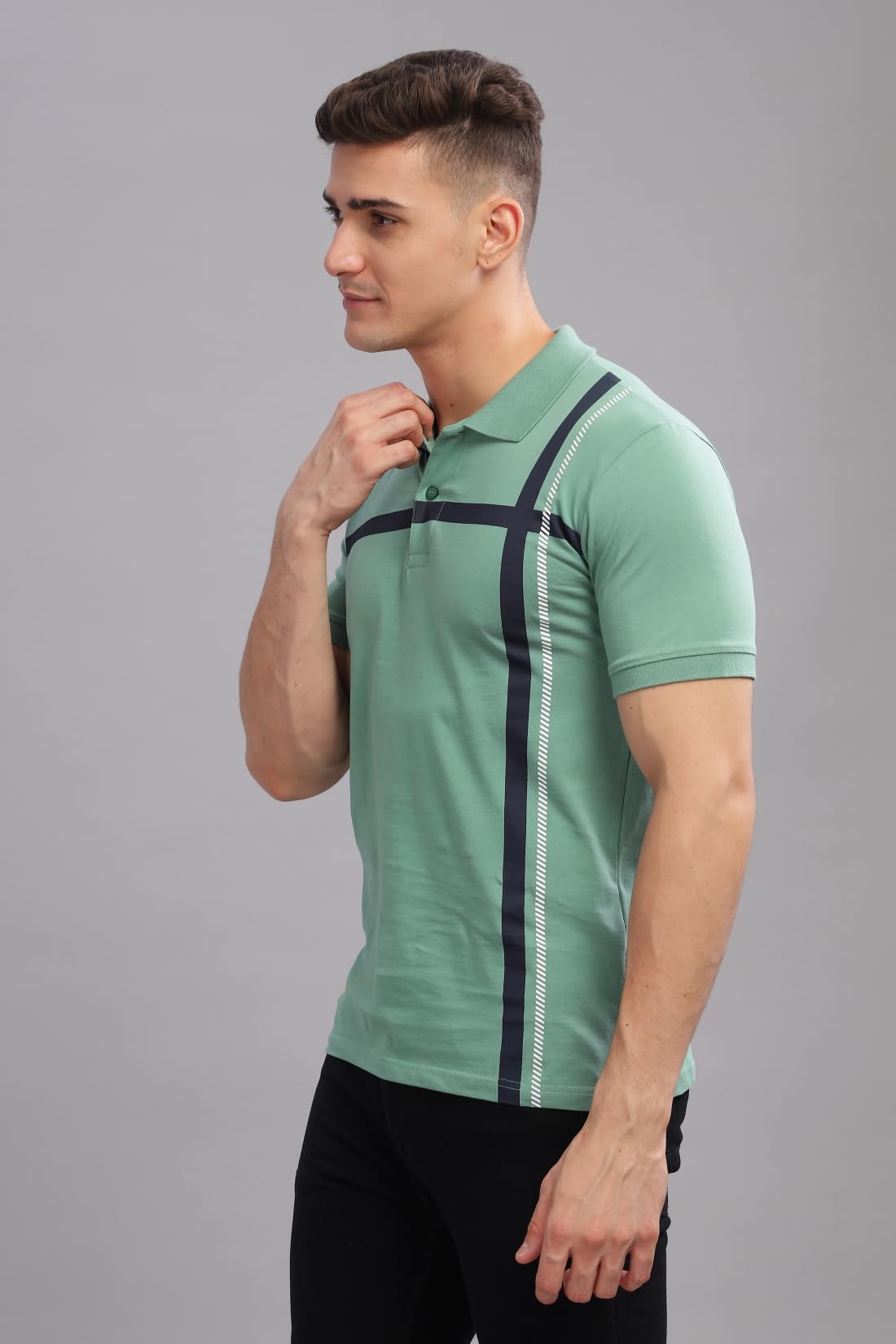 ADRO Regular Fit Polo T-Shirt for Men| Printed Polo T-Shirt | Cotton Polo T Shirt Also in Plus Size|Pnop24-L1-Ptnbwh