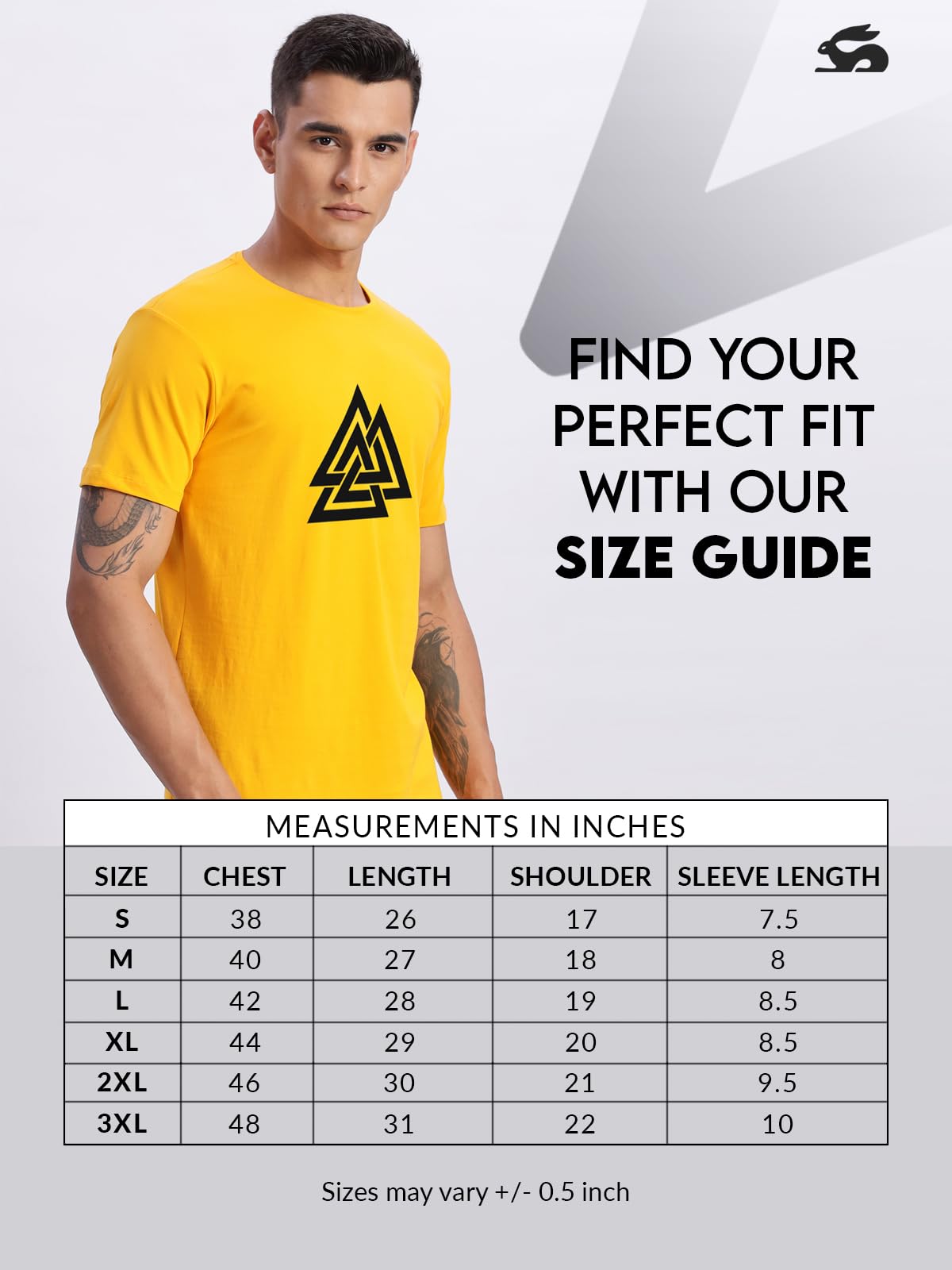 ADRO Triangle Mens Printed T-Shirt (RNR-M-TKT-MU_Mustard)