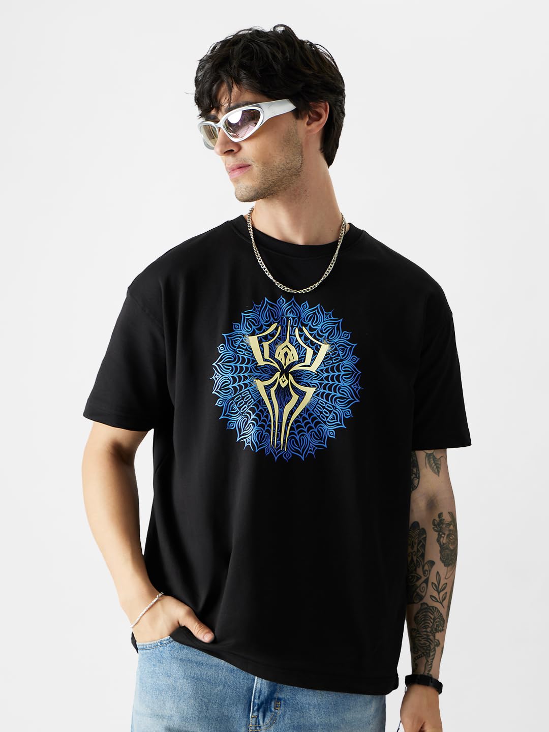 The Souled Store Official Spider-Man: Pavitr Prabhakar Men Oversized T-Shirts Black