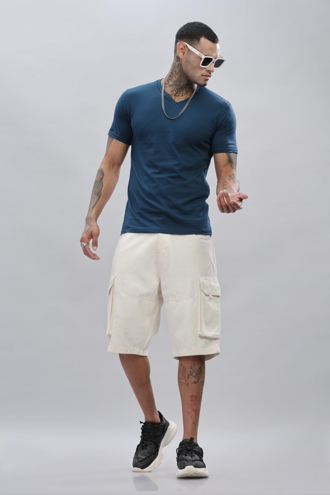ADRO V-Neck T Shirt for Men, 100% Cotton Vneck Tshirt is Ideal for Casual wear, Workouts and Loungewear, Adding a Stylish Touch.