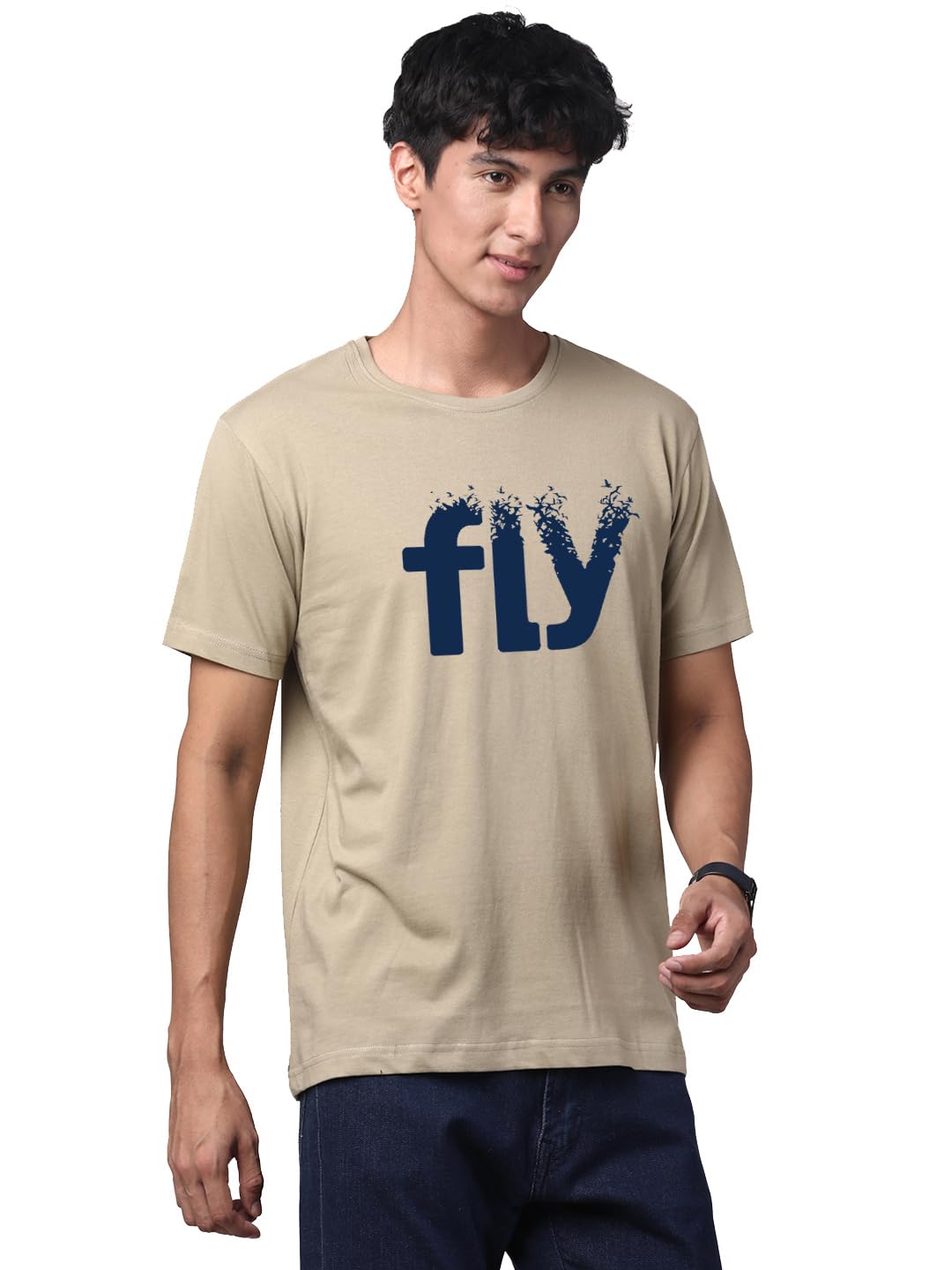 ADRO Fly Mens Printed T-Shirts (RN23-M-FLY-BE_Beige)