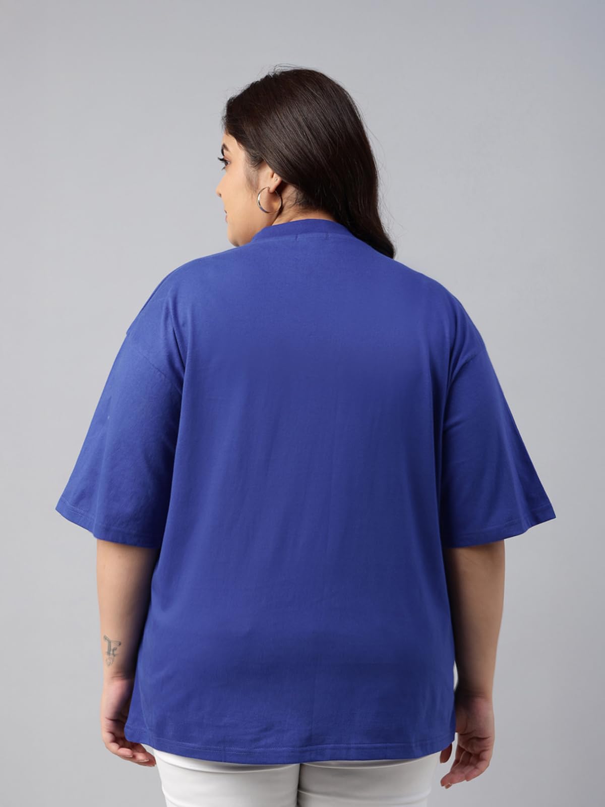 Juneberry 100% Pure Cotton Oversized Fit Latest & Trendy All Over Prints Half Sleeve Plus Size T-Shirt For Women & Girls (Ps_Jbf