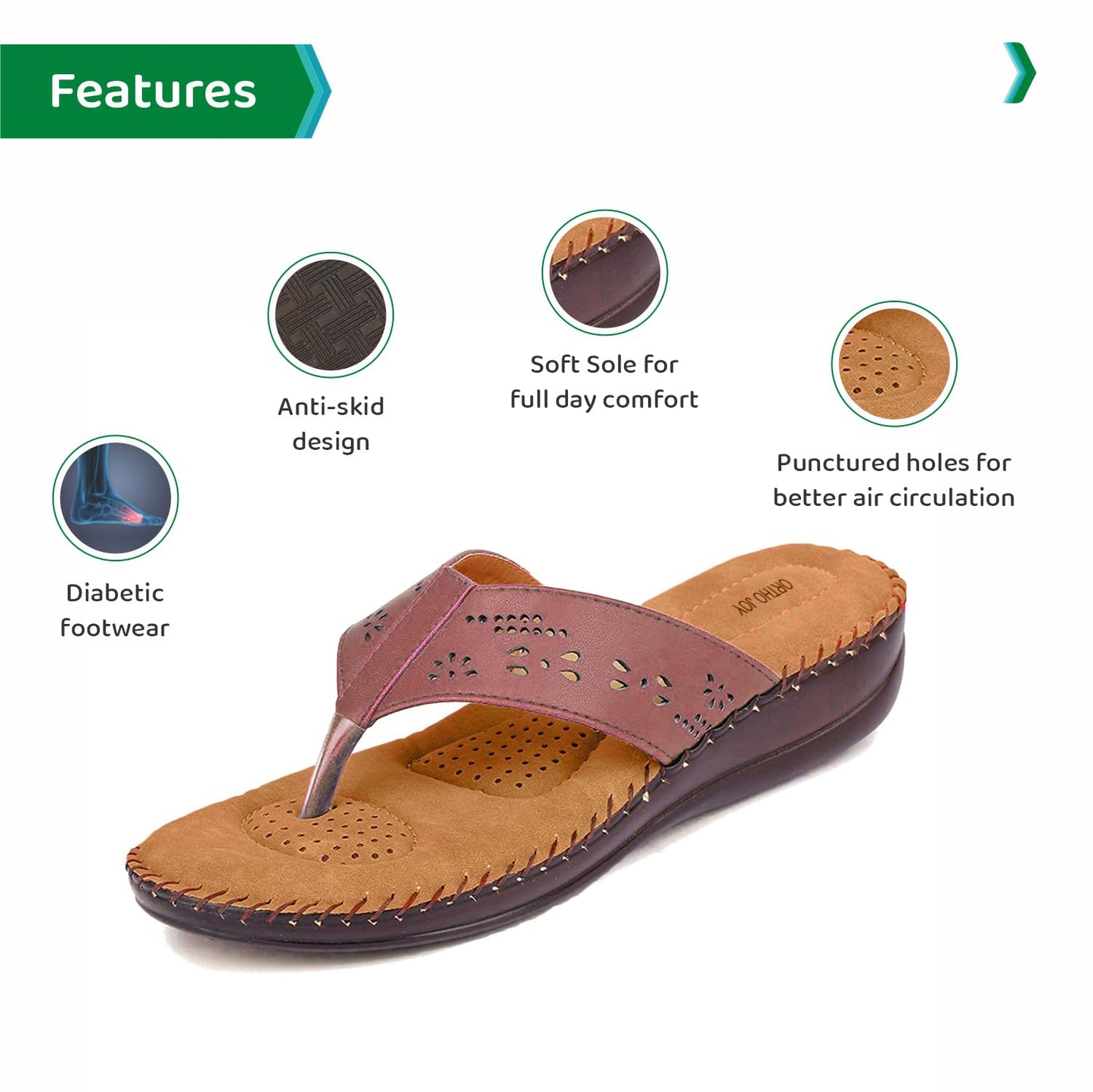 Ortho Joy Extra Soft WomenS Doctor Ortho Slippers/Flip-Flops